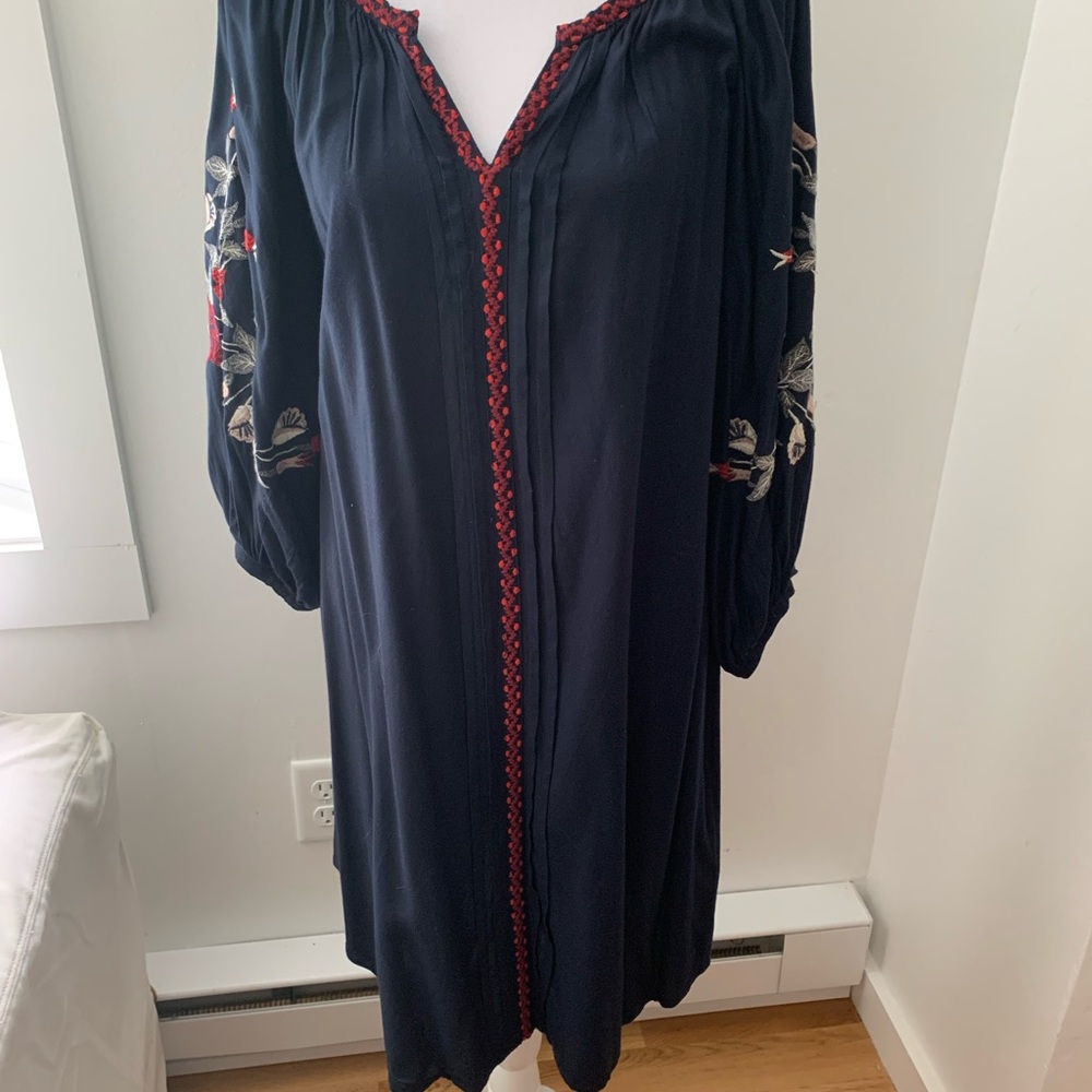 Solitaire Navy Blue Dress 3/4 Bishop sleeve size M